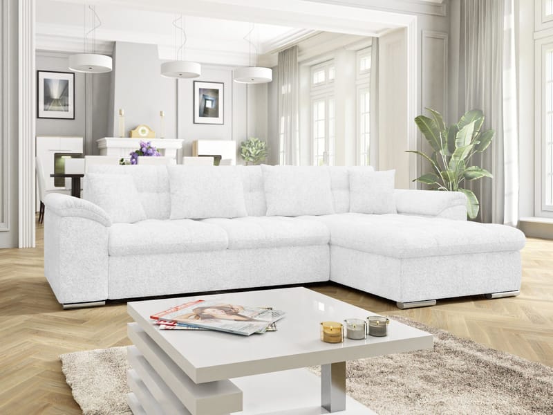 Camior 4-sits Bäddsoffa med divan Högervänd - Vit - Möbler - Vardagsrum - Bäddsoffor - Hörnbäddsoffa