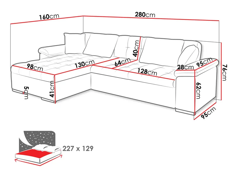Camior 4-sits Bäddsoffa med divan Vänstervänd - Ljusbeige - Möbler - Vardagsrum - Bäddsoffor - Hörnbäddsoffa