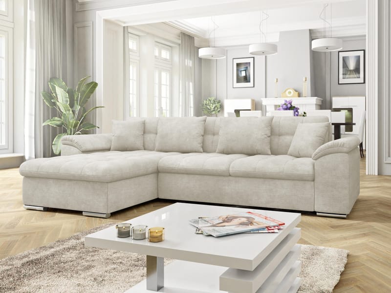 Camior 4-sits Bäddsoffa med divan Vänstervänd - Ljusbeige - Möbler - Vardagsrum - Bäddsoffor - Hörnbäddsoffa