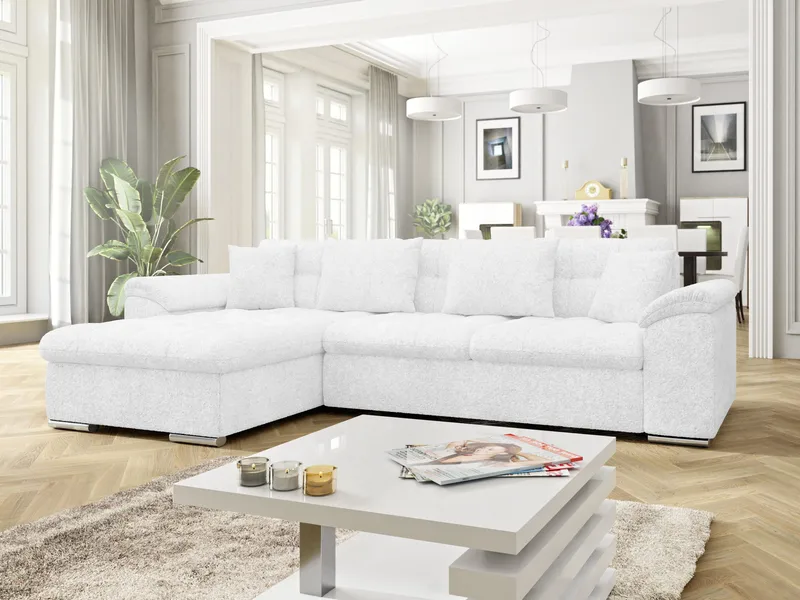 Camior 4-sits Bäddsoffa med divan Vänstervänd - Vit - Möbler - Vardagsrum - Bäddsoffor - Hörnbäddsoffa