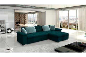 Camior 4-sits Högervänd Hörnbäddsoffa 129x227 cm med Förvaring i Sammet - Grön - Möbler - Vardagsrum - Bäddsoffor