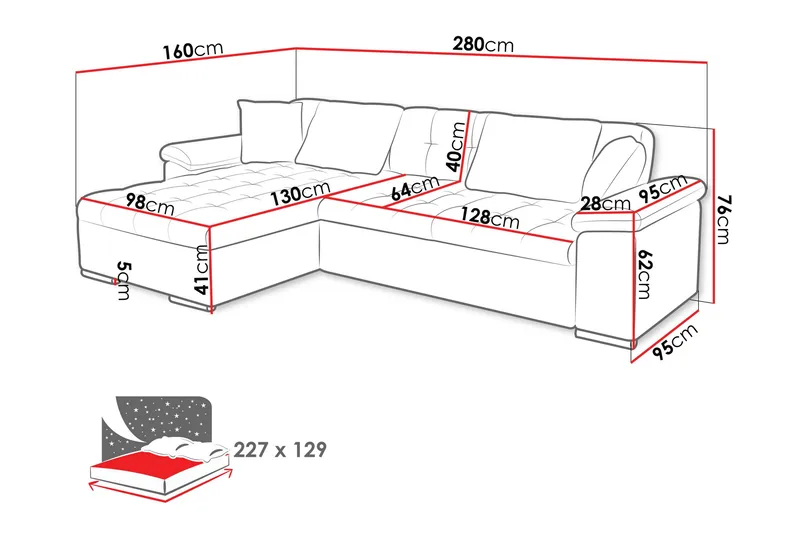 Camior Bäddsoffa m. Divan 3-sits - Beige - Möbler - Vardagsrum - Bäddsoffor