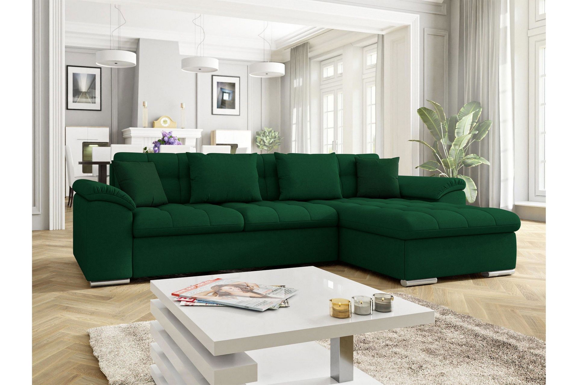 camior bäddsoffa m. divan 3-sits - grön