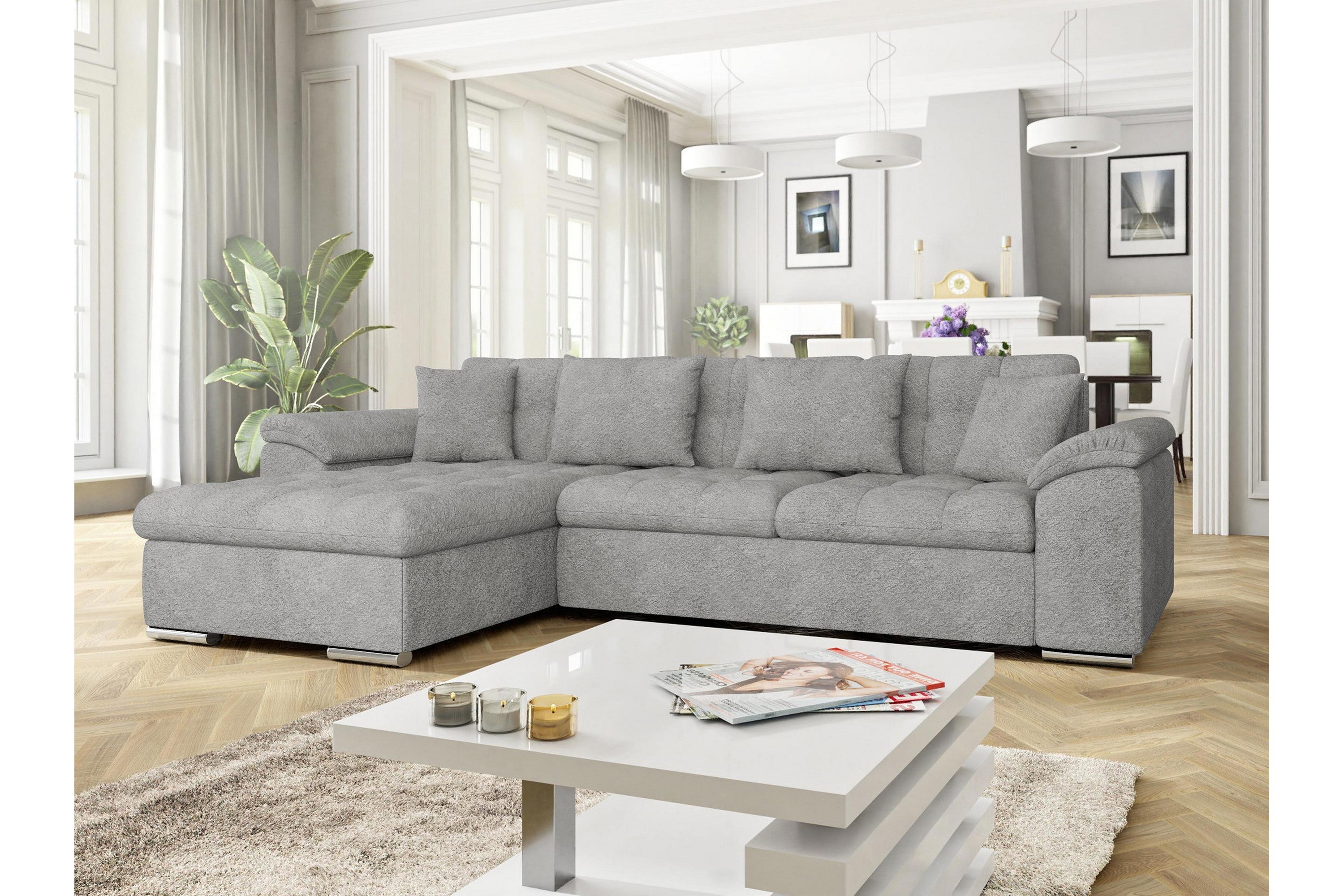 camior bäddsoffa m. divan 3-sits - vit/svart