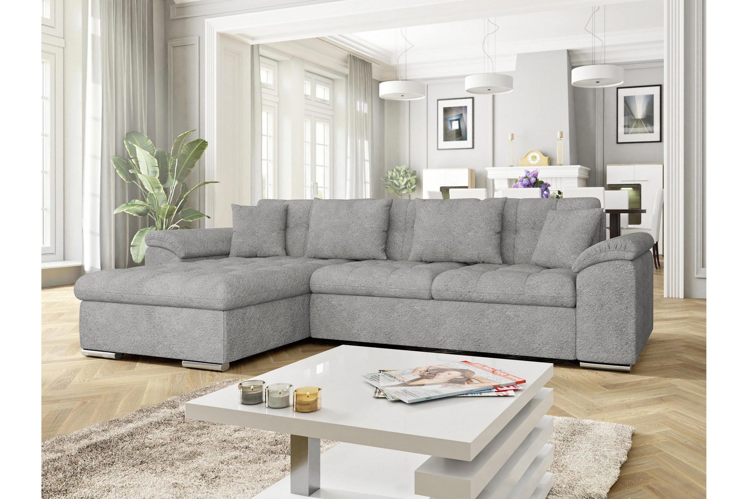 camior bäddsoffa m. divan 3-sits - vit/svart