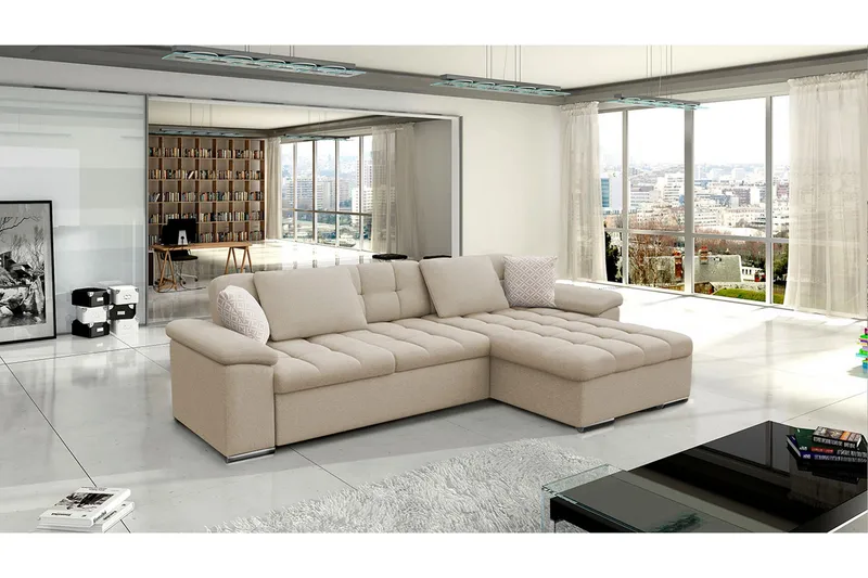 Camior Bäddsoffa m. Divan Förvaring 3-sits 227x129 - Beige - Möbler - Vardagsrum - Bäddsoffor