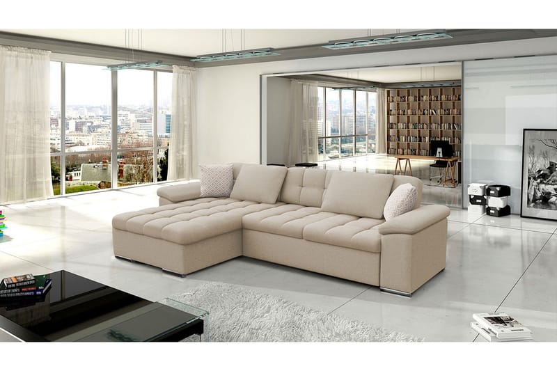 Camior Bäddsoffa m. Divan Förvaring 3-sits 227x129 - Beige - Möbler - Vardagsrum - Bäddsoffor