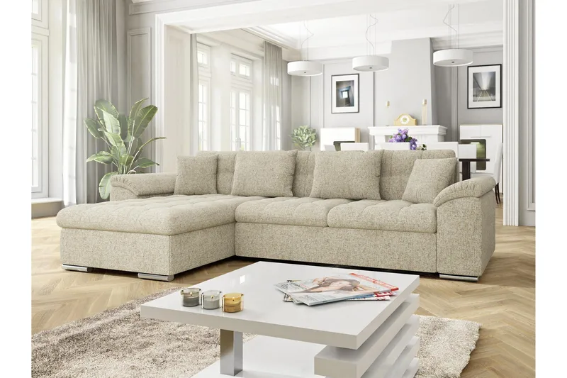 Camior Bäddsoffa med Divan 3-sits - Beige - Möbler - Vardagsrum - Bäddsoffor