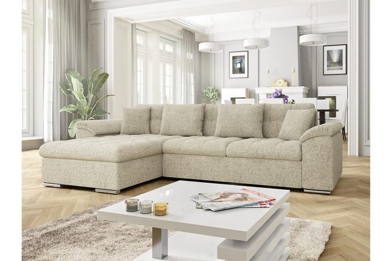 Camior Bäddsoffa med Divan 3-sits - Beige - Möbler - Vardagsrum - Bäddsoffor