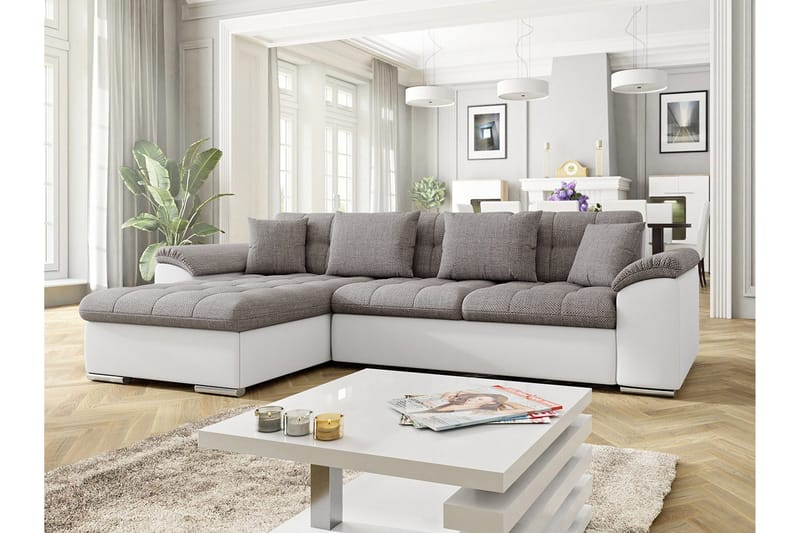 Camior Divanbäddsoffa 280x160x76 cm - Grå/Vit - Möbler - Vardagsrum - Bäddsoffor