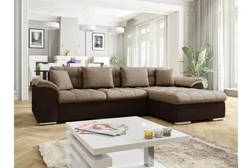 Camior Divanbäddsoffa 4-sits Höger Konstläder - Brun/Beige - Möbler - Vardagsrum - Bäddsoffor