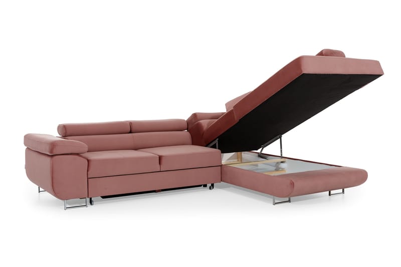 CARMANA Bäddsoffa med Schäslong Höger Beige/Brun - Möbler - Vardagsrum - Bäddsoffor