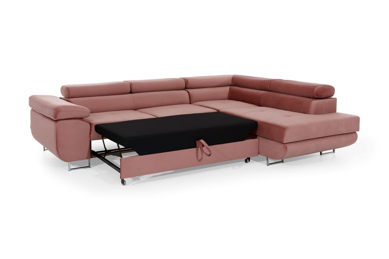 CARMANA Bäddsoffa med Schäslong Höger Beige/Brun - Möbler - Vardagsrum - Bäddsoffor