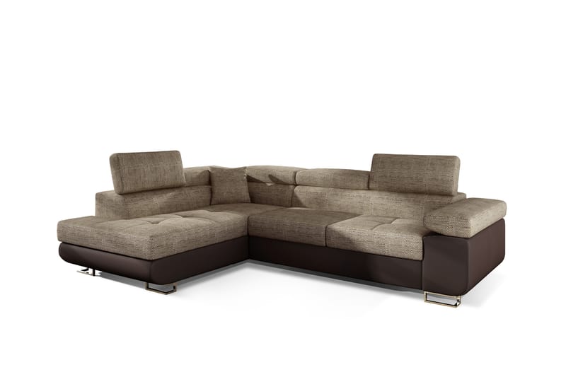 CARMANA Bäddsoffa med Schäslong Vänster Beige/Brun - Möbler - Vardagsrum - Bäddsoffor