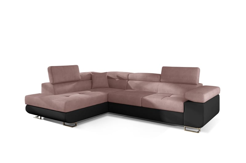 CARMANA Bäddsoffa med Schäslong Vänster Rosa/Svart - Möbler - Vardagsrum - Bäddsoffor