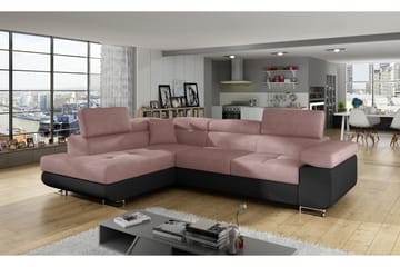 CARMANA Bäddsoffa med Schäslong Vänster Rosa/Svart
