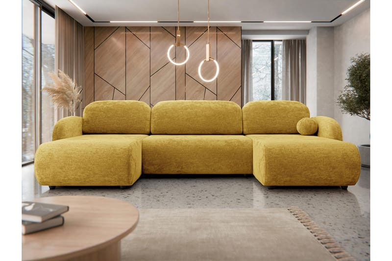 Carve Bäddsoffa Dubbeldivan 3-sits - Gul - Möbler - Vardagsrum - Bäddsoffor - U bäddsoffa