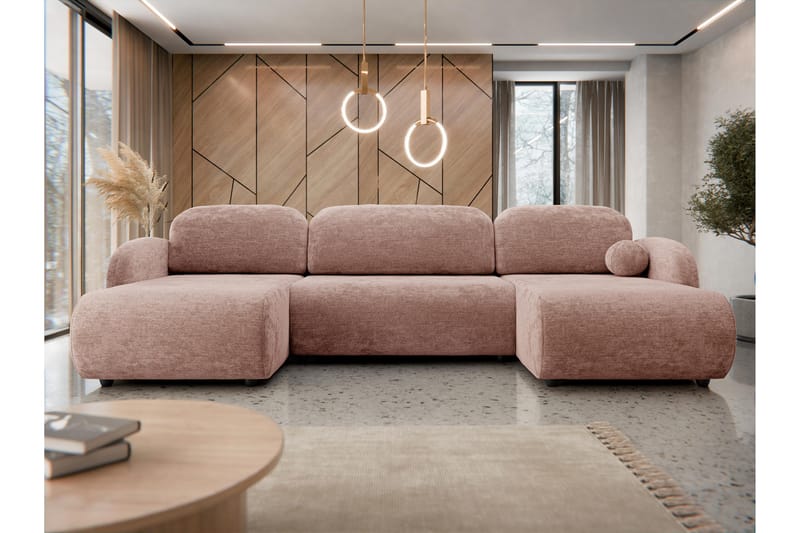 Carve Bäddsoffa Dubbeldivan 3-sits - Rosa - Möbler - Vardagsrum - Bäddsoffor - U bäddsoffa