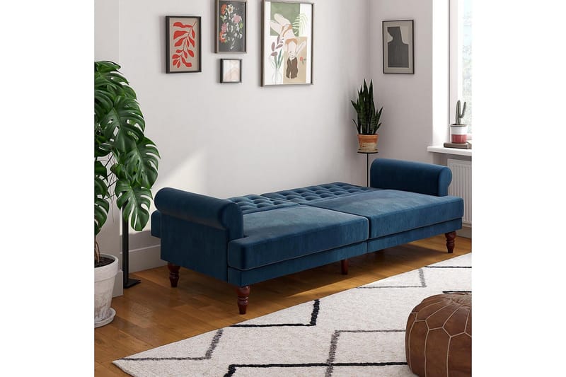 CASSIDY 2-sits Bäddsoffa Sammet/Blå - Novogratz - Möbler - Vardagsrum - Bäddsoffor - 2-sits bäddsoffa