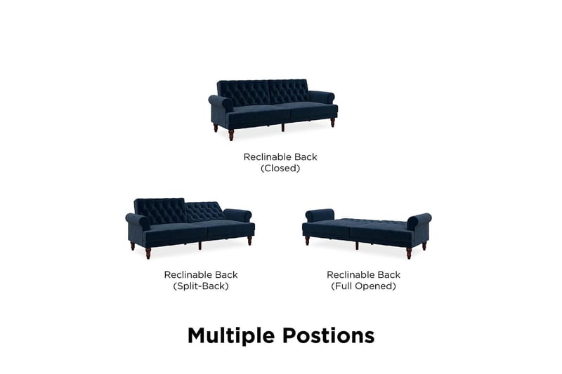 CASSIDY 2-sits Bäddsoffa Sammet/Blå - Novogratz - Möbler - Vardagsrum - Bäddsoffor - 2-sits bäddsoffa