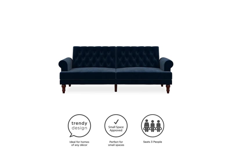 CASSIDY 2-sits Bäddsoffa Sammet/Blå - Novogratz - Möbler - Vardagsrum - Bäddsoffor - 2-sits bäddsoffa
