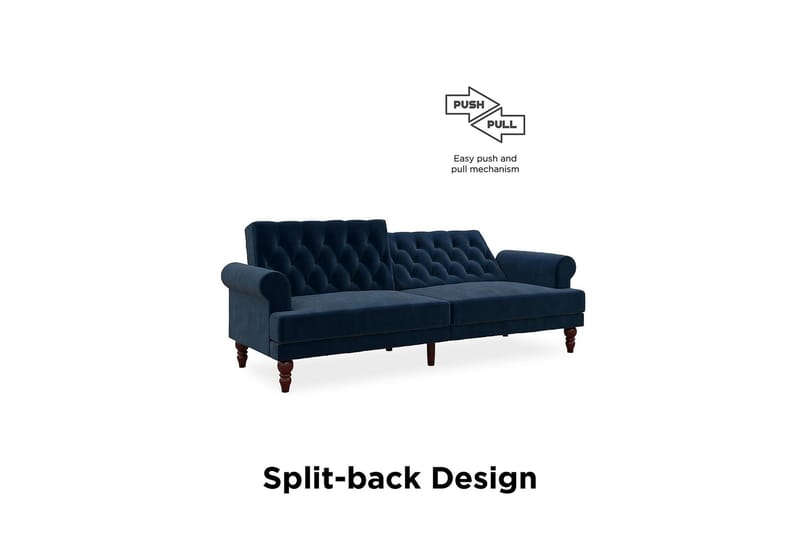 CASSIDY 2-sits Bäddsoffa Sammet/Blå - Novogratz - Möbler - Vardagsrum - Bäddsoffor - 2-sits bäddsoffa