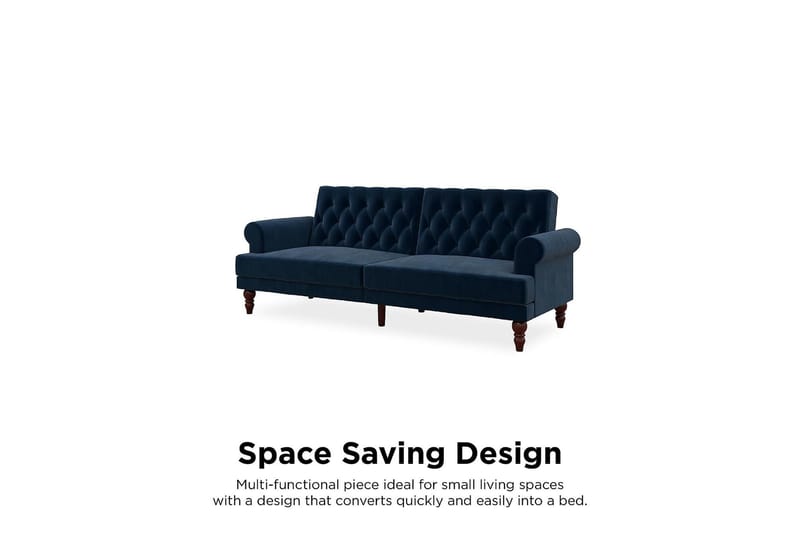 CASSIDY 2-sits Bäddsoffa Sammet/Blå - Novogratz - Möbler - Vardagsrum - Bäddsoffor - 2-sits bäddsoffa
