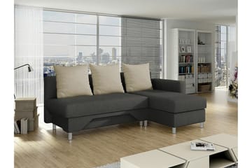 Castlebay 3-sits Höger Hörnbäddsoffa 130x197 cm med Förvaring i Sammet - Mörkgrå - Möbler - Vardagsrum - Bäddsoffor