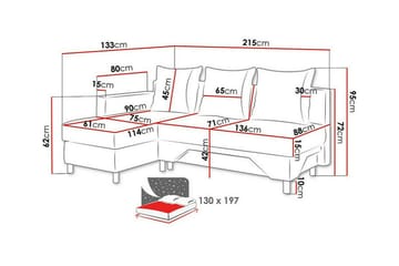 Castlebay 3-sits Hörnbäddsoffa 130x197 cm med Förvaring i Sammet - Mörkgrå - Möbler - Vardagsrum - Bäddsoffor
