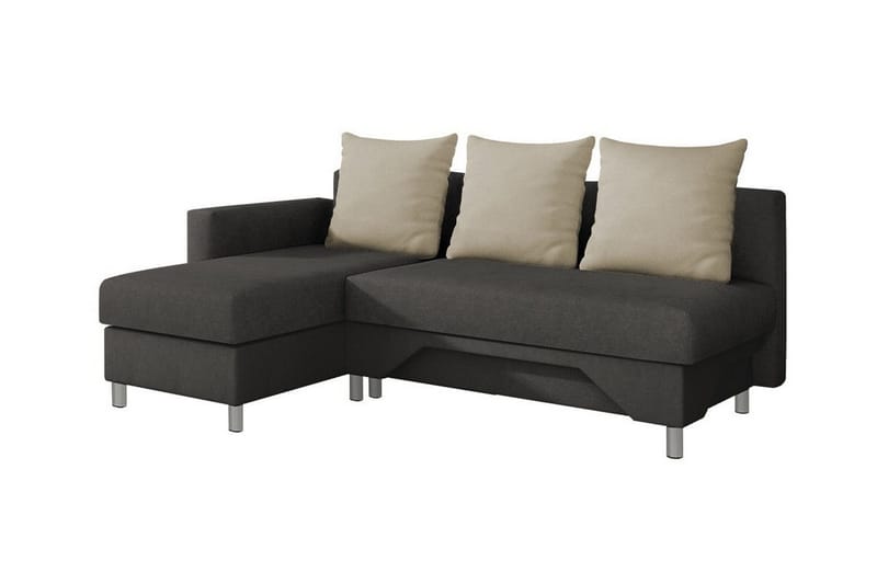 Castlebay 3-sits Hörnbäddsoffa 130x197 cm med Förvaring i Sammet, Mörkgrå