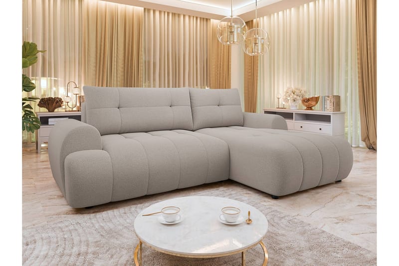 Ceibo Bäddsoffa med Divan 3-sits i Plysch - Grå - Möbler - Vardagsrum - Bäddsoffor