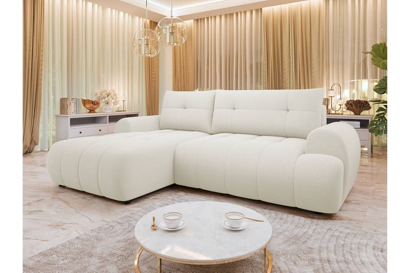 Ceibo Bäddsoffa med Divan 3-sits i Plysch - Beige - Möbler - Vardagsrum - Bäddsoffor