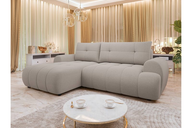 Ceibo Bäddsoffa med Divan 3-sits i Plysch - Grå - Möbler - Vardagsrum - Bäddsoffor