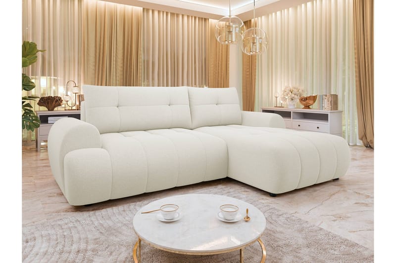 Ceibo Bäddsoffa med Divan 3-sits i Plysch - Beige - Möbler - Vardagsrum - Bäddsoffor