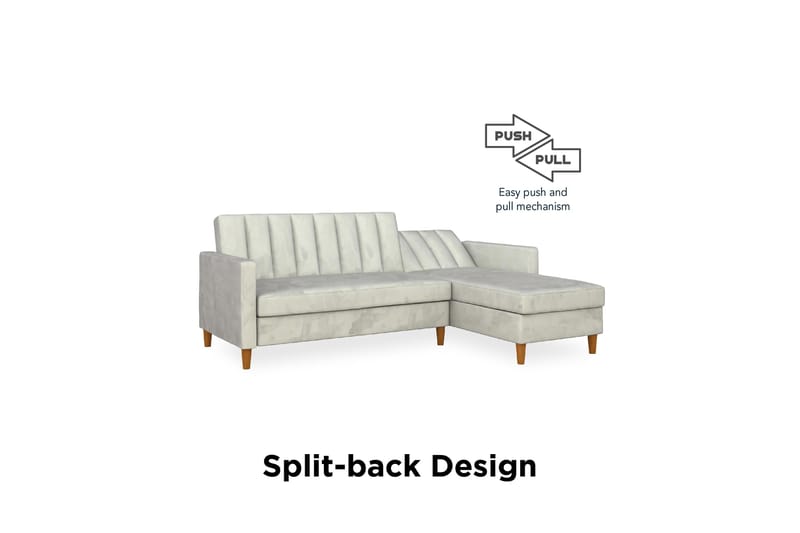 CELINE 3-sits Divanbäddsoffa Sammet/Ljusgrå - Dorel Home - Bäddsoffor - Bäddsoffa divan