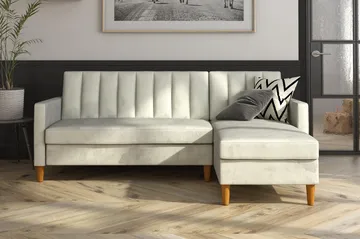 Celine 3-sits Divanbäddsoffa Sammet/Ljusgrå - Dorel Home - Möbler - Vardagsrum - Bäddsoffor