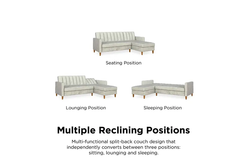 Celine 3-sits Divanbäddsoffa Sammet/Ljusgrå - Dorel Home - Möbler - Vardagsrum - Bäddsoffor