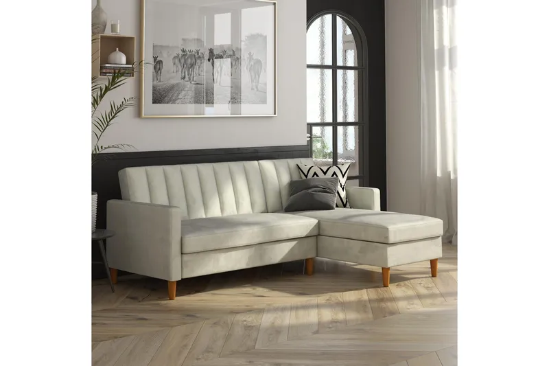 Celine 3-sits Divanbäddsoffa Sammet/Ljusgrå - Dorel Home - Möbler - Vardagsrum - Bäddsoffor