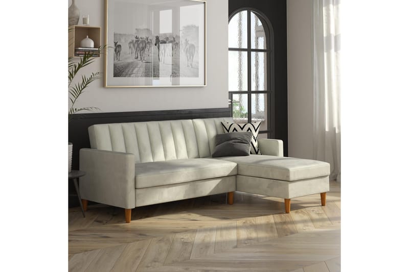 Celine 3-sits Divanbäddsoffa Sammet/Ljusgrå - Dorel Home - Möbler - Vardagsrum - Bäddsoffor