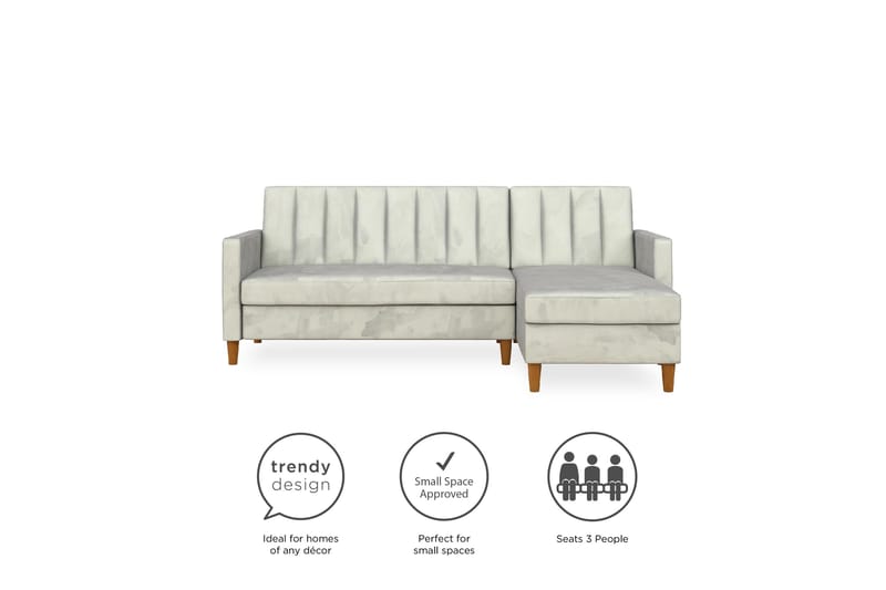 Celine 3-sits Divanbäddsoffa Sammet/Ljusgrå - Dorel Home - Möbler - Vardagsrum - Bäddsoffor