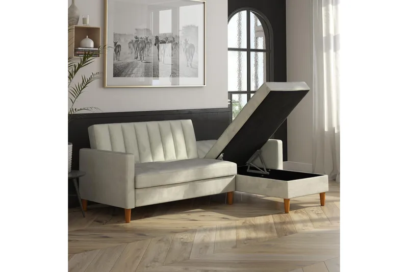 Celine 3-sits Divanbäddsoffa Sammet/Ljusgrå - Dorel Home - Möbler - Vardagsrum - Bäddsoffor