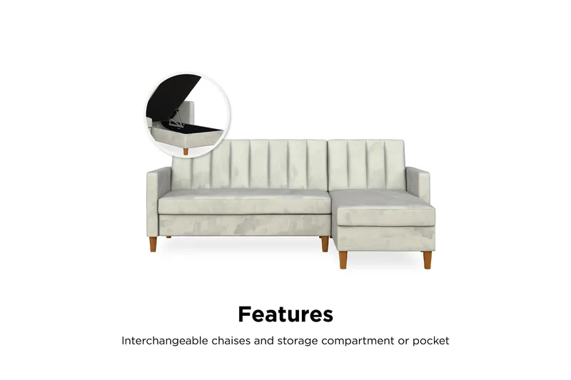 Celine 3-sits Divanbäddsoffa Sammet/Ljusgrå - Dorel Home - Möbler - Vardagsrum - Bäddsoffor