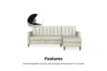 Celine 3-sits Divanbäddsoffa Sammet/Ljusgrå - Dorel Home - Möbler - Vardagsrum - Bäddsoffor