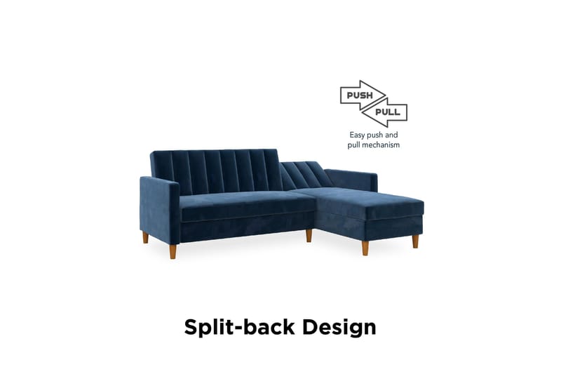 CELINE 3-sits Divanbäddsoffa Sammet/Marinblå - Dorel Home - Bäddsoffor - Bäddsoffa divan