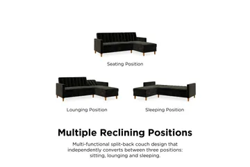 Celine 3-sits Divanbäddsoffa Sammet/Svart - Dorel Home - Möbler - Vardagsrum - Bäddsoffor