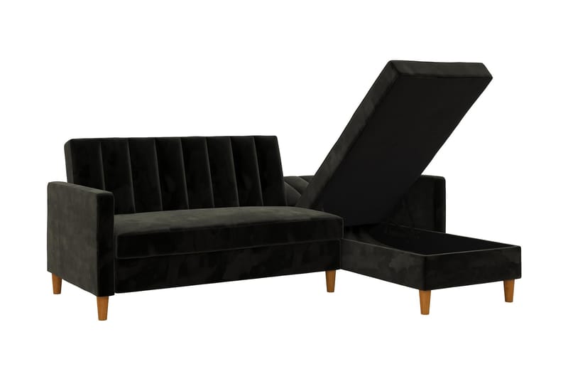 CELINE 3-sits Divanbäddsoffa Sammet/Svart - Dorel Home - Bäddsoffor - Bäddsoffa divan