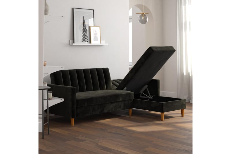 CELINE 3-sits Divanbäddsoffa Sammet/Svart - Dorel Home - Bäddsoffor - Bäddsoffa divan