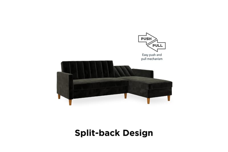 CELINE 3-sits Divanbäddsoffa Sammet/Svart - Dorel Home - Bäddsoffor - Bäddsoffa divan