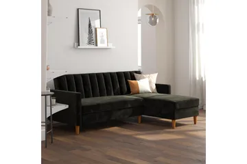 Celine 3-sits Divanbäddsoffa Sammet/Svart - Dorel Home - Möbler - Vardagsrum - Bäddsoffor