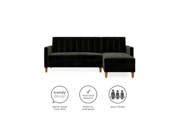 Celine 3-sits Divanbäddsoffa Sammet/Svart - Dorel Home - Möbler - Vardagsrum - Bäddsoffor